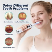 Plaque Remover for Teeth, Tooth Scraper Polisher, Ultrasonic Tooth Cleaner Dental Tartar Calculus Remover with LED Light Teeth / 5 Adjustable Modes ,Cleaning Kit Safe for Adult Kids (White)