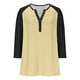 thumbnail image 5 of Sudadera con capucha extragrande,Camiseta raglán con cuello en V para mujer, manga 3/4, blusa informal de cuello redondo para estar en casa, sopatenor, 5 of 9