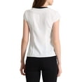 thumbnail image 3 of Allegra K Women's Pleated Front  V Tie Neck Cap Sleeve Work Office Tops, 3 of 6