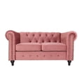thumbnail image 3 of Home Square 3 Piece Set with Velvet Living Room Sofa & 2 Loveseats in Smoky Rose, 3 of 12