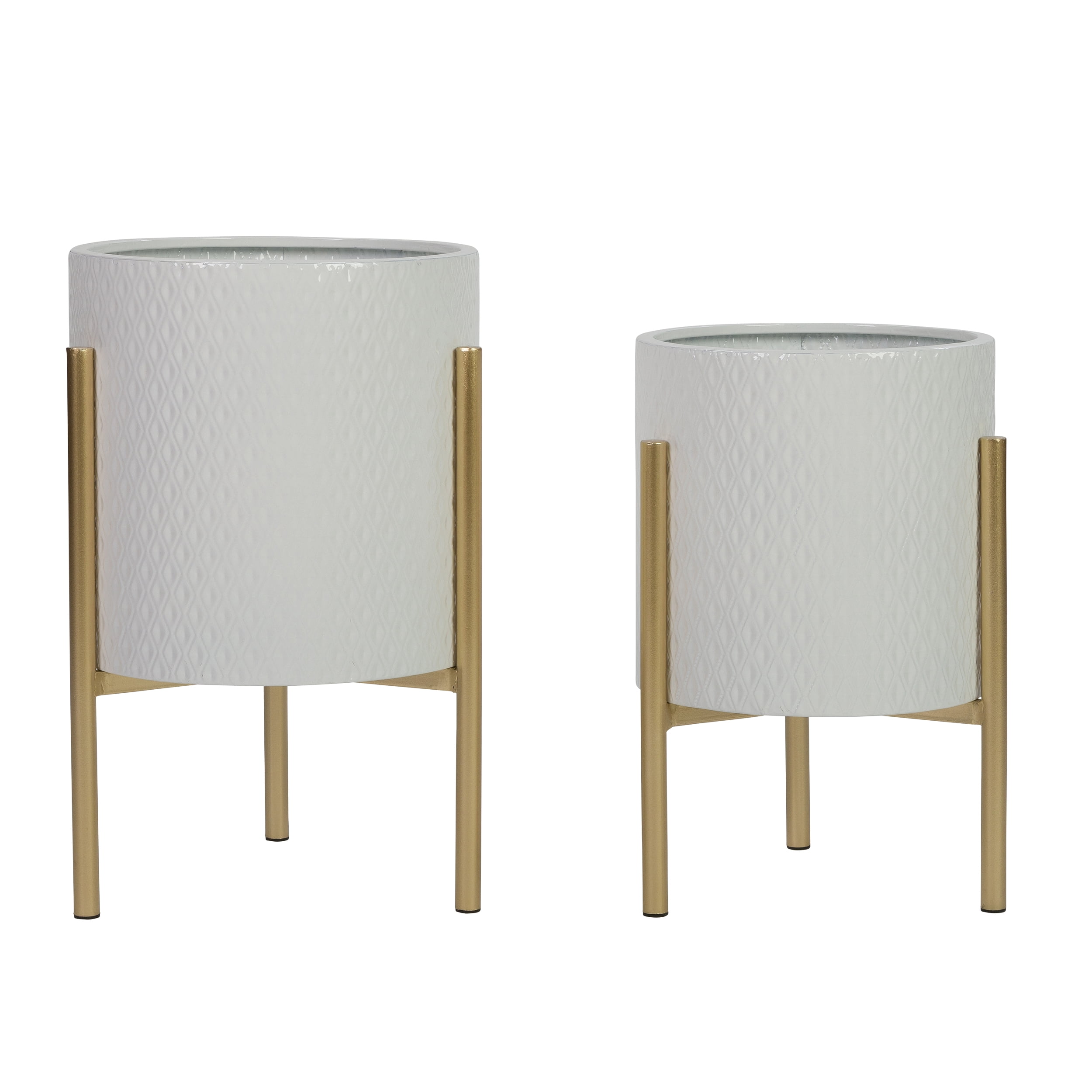Gianna Modern White Metal Planters (Set of 2)