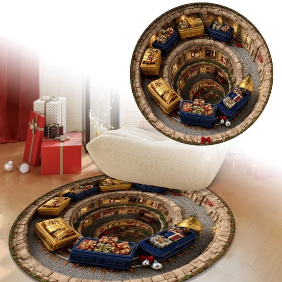 WUJGXI Welcome Circular Carpet 3D Printed Circular Carpet 120cm For Home Outdoor And Indoor