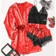 thumbnail image 2 of Woman Sleepwear 3pcs Solid Lace Trim Satin Pajamas Set With Robe Sexy Faux Silk Pijamas Robe Sets Casual Home Clothes Nightwear, 2 of 4