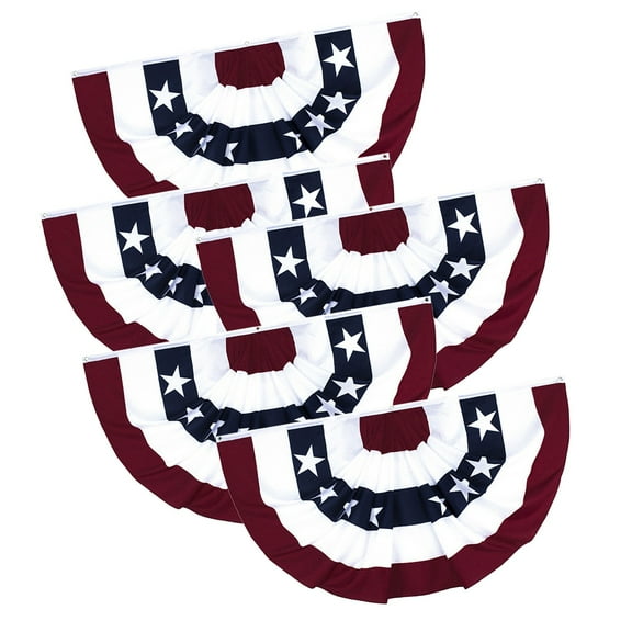 Wovilon 3Pc Bunting Half Fan Banner Decoration Indoor/Outdoor Pleated Fan-Shaped Flag