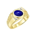 thumbnail image 3 of RYLOS Men's Rings 14K Yellow Gold Cabochone Gemstone & Diamond Designer Lapis Rings For Men Size 13, 3 of 7