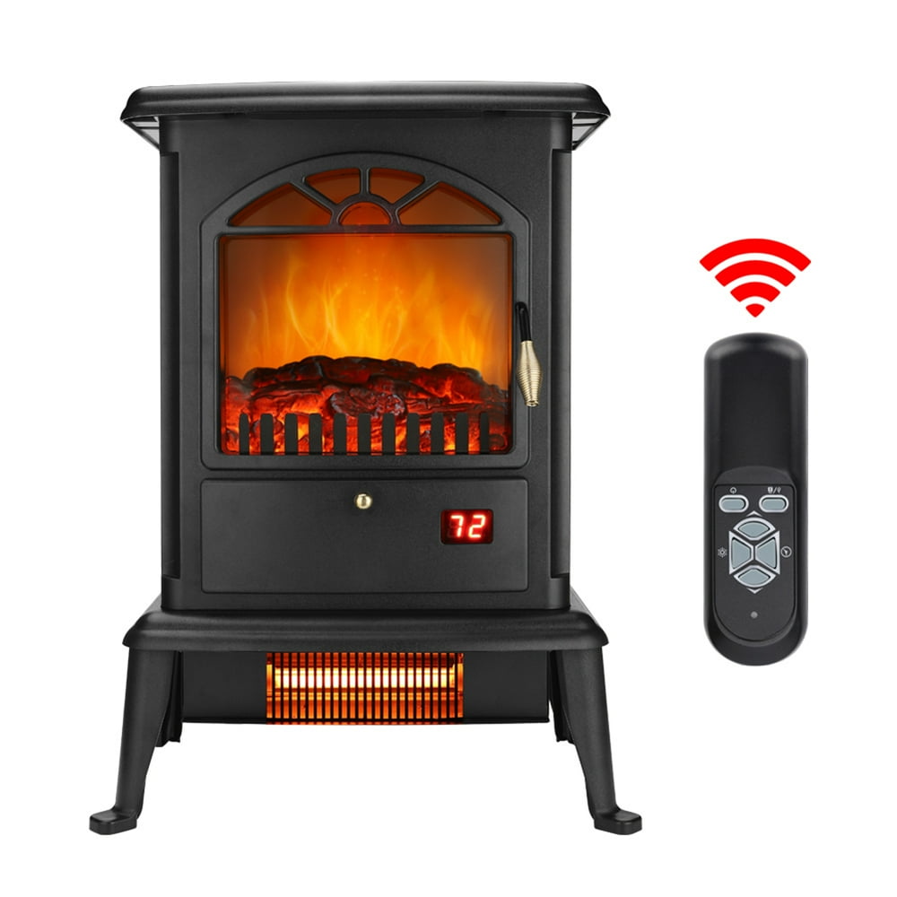 Veryke 1500W Freestanding 3D Flame Electric Fireplace, Fake Firewood