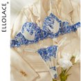 thumbnail image 2 of Ellolace-conjuntos exóticos de lencería Floral, Kit de sujetador, Push Up, bordado de encaje, artículos íntimos, conjuntos exóticos transparentes, ropa interior de tul, 2 of 5