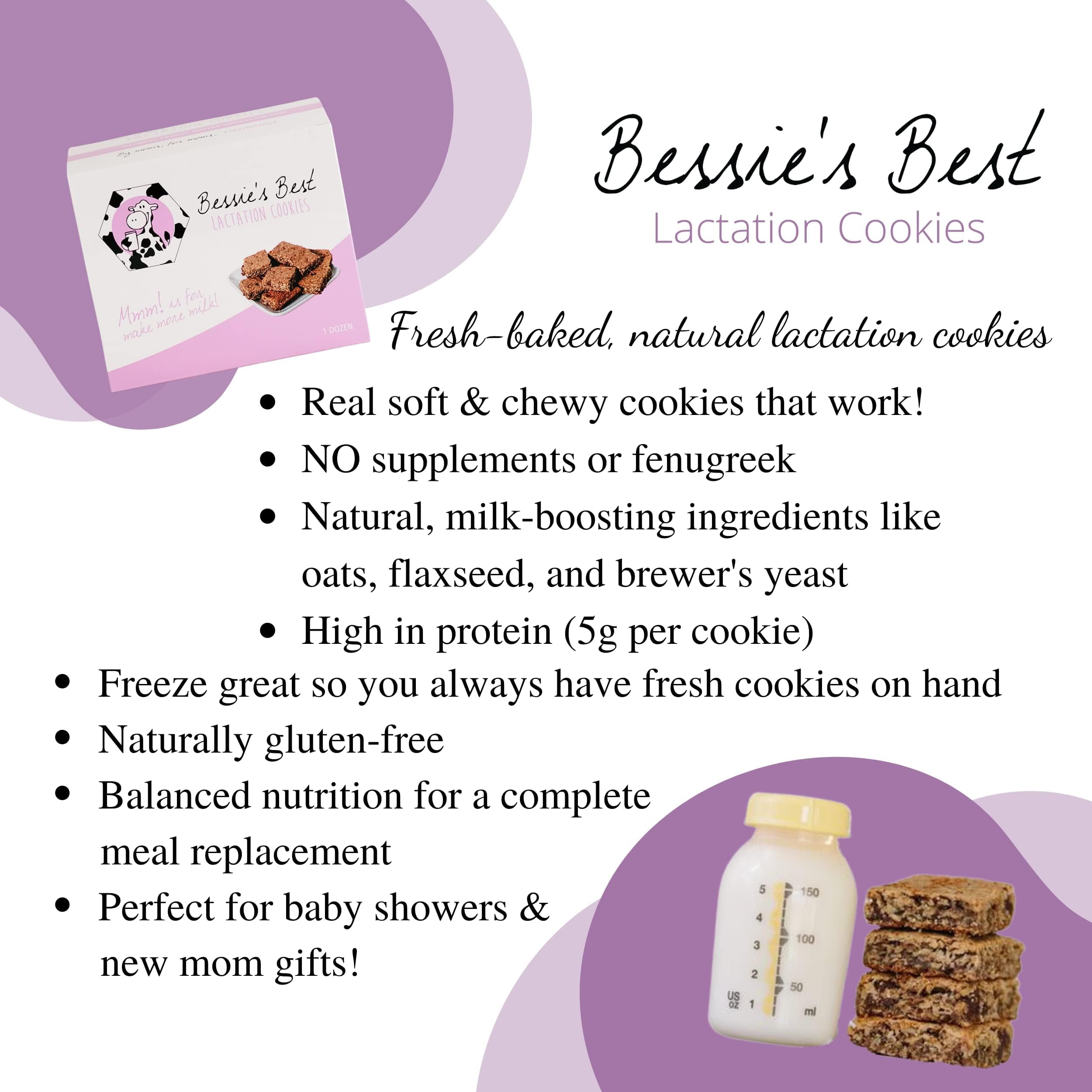 Bessie’s Best Lactation Cookies - Lactation Support & Breast Milk Boosting Cookies - 9 Count