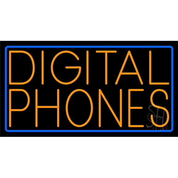 Digital Phones 2 LED Neon Sign 13 x 24 - inches, Clear Edge Cut Acrylic Backing, with Dimmer - Bright and Premium built indoor LED Neon Sign for Computer & Electronics store decor.