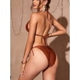 thumbnail image 4 of Charmo Women's Halter High Cut Cross Triangle Bikini Set Two Piece Tie Back Swimwear, 4 of 5