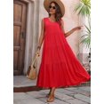 thumbnail image 4 of Women Solid Color Casual Midi Dress Red S, 4 of 8