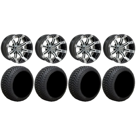 GTW Tempest 12" Golf Cart Wheels Machined 215x35 Cruze Tires E-Z-GO & Club Car