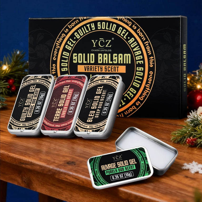 Ycz Solid Cologne for Men, 4 Pack, Auvage, Guilty, Terre, Bleu