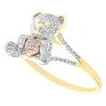 thumbnail image 3 of 10K Tri-Color Gold Natural Diamond Women's Teddy Bear Holding Heart Ring 0.22 CT, 3 of 5