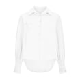 thumbnail image 5 of hxobax Women's Oversized Linen Blouses Collar V Neck Button up Shirts Long Smocked Sleeves Work Tops, 5 of 7