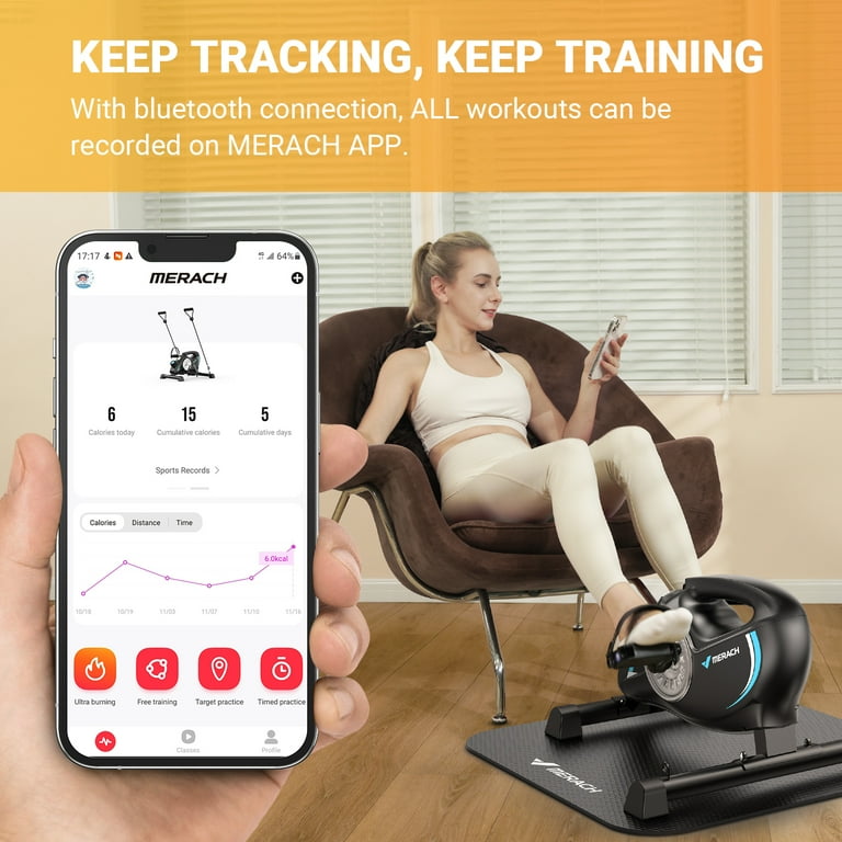 MERACH Under Desk Bike Pedal Exerciser Indoor Silent Elliptical Machine for Legs and Arms Mini Foot Pedal Exercise Bike with Free App Non Slip Mat 2