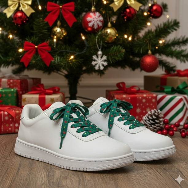 Festive Christmas Themed Printed Shoe Laces for Sneakers and Boots with Holiday Patterns, Durable Polyester Laces for Casual Wear and Seasonal Fashion Accessories