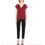 Michael Kors Women's Flutter Sleeve Top Red Size X-Large