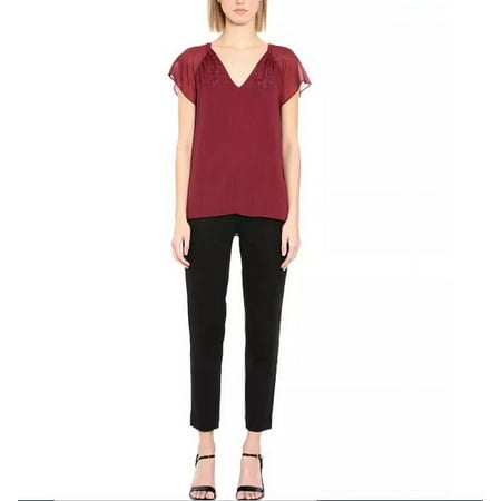 Michael Kors Women's Flutter Sleeve Top Red Size X-Large