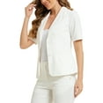 thumbnail image 4 of INSPIRE CHIC Outfit Women's 2 Piece Suit Set Notched Lapel Blazer Layered Dress Outfit M White, 4 of 6