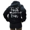 thumbnail image 5 of Baqcunre Women's "Faith Over Fear" Letter Print Long Sleeve Drawstring Pullover Hoodie with Pockets Comfy Hoodie Womens Hoodies Graphic Hoodie Womens Sweatshirt Black M, 5 of 6