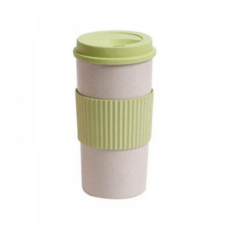 

Double Wall Insulated Travel Mug with Non-Slip Sleeve Eco-friendly Wheat Coffee Cup 15.2ounce Green