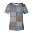 thumbnail image 4 of FcBaudy Hauts pour Femmes, Chemises pour Femmes, Manches Courtes Col Rond Blouses & Chemises Mode Décontractée Couleur Unie Manches Courtes Col Rond Blouses Chemises Blouse pour Femmes, 4 of 5