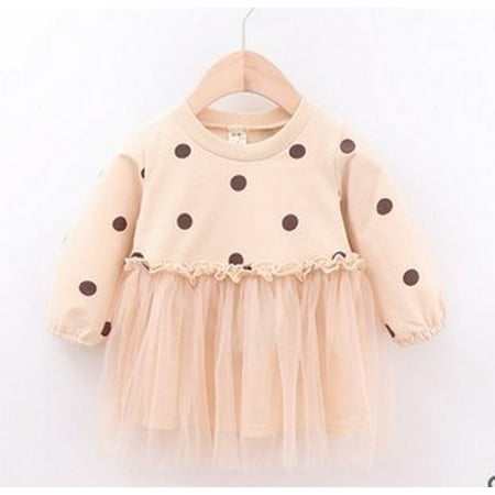 

Baby Girls Autumn Dot Print Lace Patchwork Long Sleeve Tutu Dress Outfit