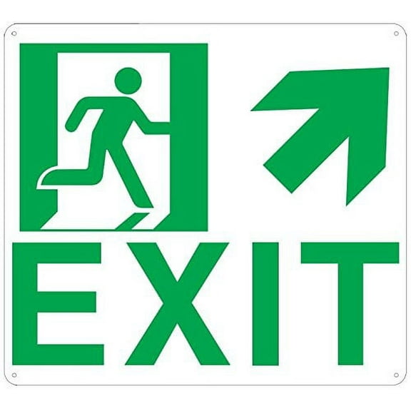 Exit ARROW UP RIGHT SIGN(Glow In the dark sign - Photoluminescent ,High Intensity, ALUMINIUM 9x10 ,Rust Free )