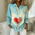 thumbnail image 2 of Dwralegc Womens Plus Valentine Tops Lapel Collar Long Sleeve Blouses Casual Dressy Heart Graphic Clothes Lightweight Loose Holiday Shirt Red 3XL, 2 of 5