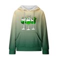 thumbnail image 4 of St. Patrick's Day Hoodies for Women Cozy Waffle Long Sleeve Fashion Gradient Color Graphic Print Oversize Sweatshirts(Army Green,S), 4 of 5