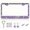 Purple, variant on Single-Piece Square-Hole License Plate Frame with Sparkling Cute Rhinestone Accents, Plastic Material, Unisex, Purple.