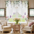 thumbnail image 5 of Spring Floral Swag Valance Curtains Watercolor Spring Pink Purple Tulip Teal Eucalyptus Leaf Rod Pocket Swag Curtains Small Window Treatments for Kitchen Bathroom Bedroom 36" W x 45" L, 2 Panels, 5 of 9