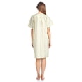 thumbnail image 3 of Casual Nights Women's Snap Front House Dress, Lightweight Short Sleeve Cotton-Poly Knit Duster Robe with Pockets, Mid-Calf, Yellow XX-Large, 3 of 5