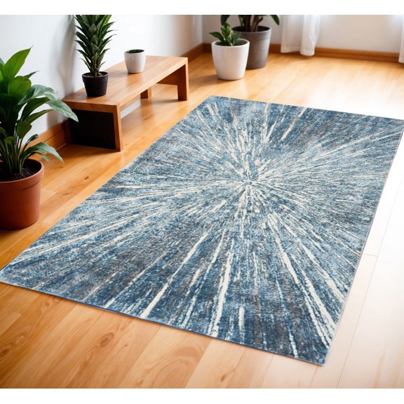 4' X 6' Blue Abstract Area Rug