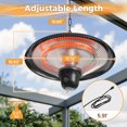 thumbnail image 5 of CozyHome Electric Infrared Hanging Heater for Outdoor Use, 1500W Patio Hanging Heater with 3 Adjustable Modes, IP55 Waterproof Ceiling Heater for Porch, Garage, Balcony, Black, 5 of 8