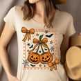 thumbnail image 4 of Pumpkin Bow Graphic T-Shirt | Unisex Spooky Season Outfit, Dark Heather, Size M, 4 of 6