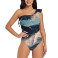 thumbnail image 2 of Picia Dancing Whale Pattern Women's One Piece Swimsuits,One Shoulder Swimwear Asymmetric ,Ruffle Monokinis Bathing Suits,High Waisted Flattering Bathing Suits-XX-Large, 2 of 8