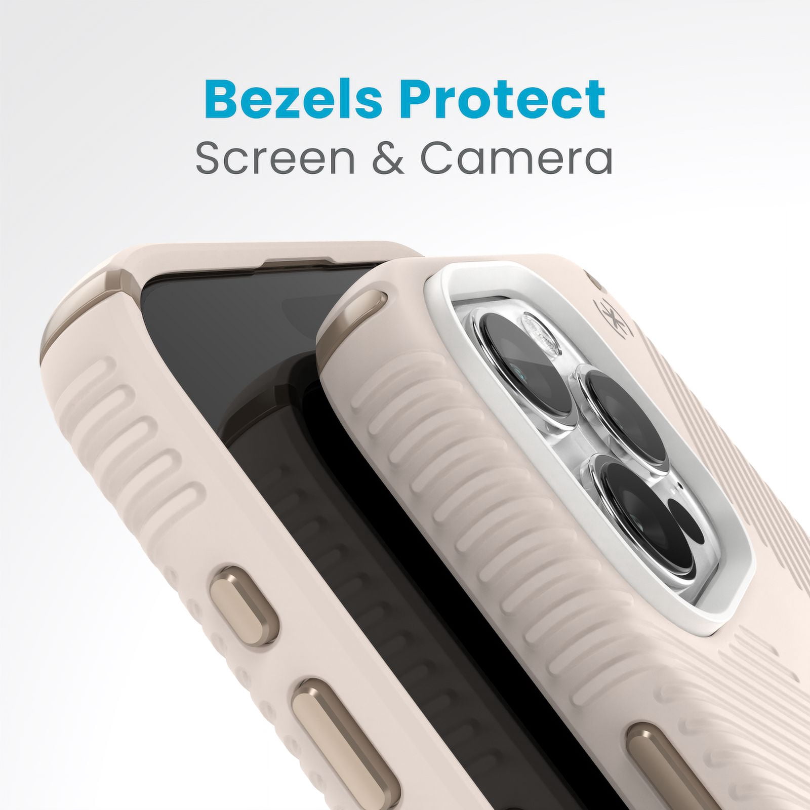 Speck iPhone 15 Pro Max Case-Presidio2 Grip-ClickLock-MagSafe-6.7 Inch Phone Case-Bleached Bone/Heirloom Gold/Hazel Brown