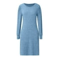 thumbnail image 4 of Women Knit Dress Puff Long Sleeve Dress For Fall Winter Round Neck Casual Tunic Dress Aline Summer Dresses for Women Mature Womens Dresses Long Summer Dresses for Women Beach Dress for Women Womens, 4 of 5