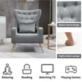 thumbnail image 3 of Tufted Upholstered Velvet Armchair for Living room, Bedroom, Gray, 3 of 5