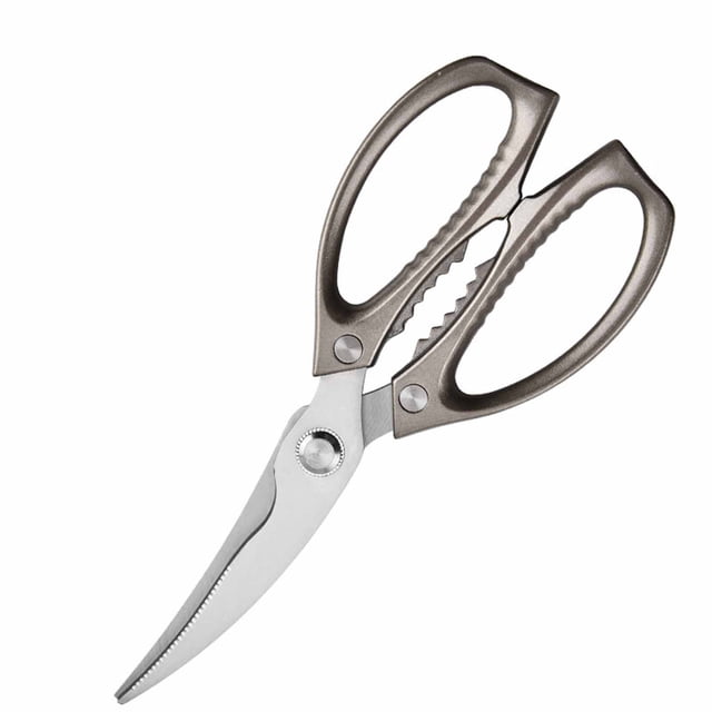 Kitchen Scissors, Stainless Steel Multi-Purpose Shears For Cutting Meat, Poultry, Fish, Herbs, And Vegetables, Ergonomic Non-Slip Handles D(Silver)