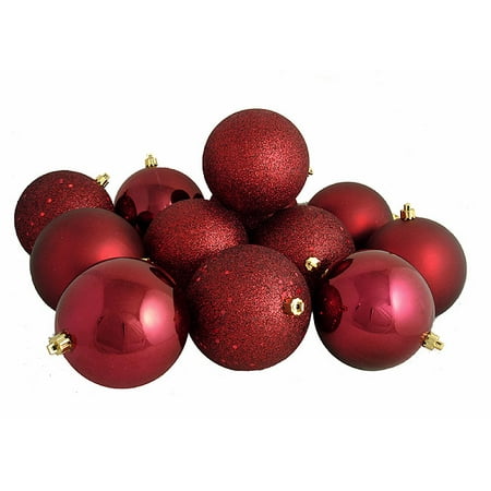 12ct burgundy red shatterproof 4 finish christmas ball 12ct burgundy red shatterproof 4 finish christmas ball