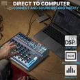 thumbnail image 4 of Pyle Mezclador de audio profesional Tablero de sonido Consola Interfaz del sistema de escritorio 8 canales USB digital Bluetooth MP3 Entrada de computadora 48 V Phantom Power Estéreo DJ Studio FX Proc, 4 of 5