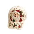 thumbnail image 2 of Forestwhale 3D Beaded Santa Baseball Cap Washed Rhinestone Dad Hat Winter Holiday Adjustable Sun Hat for Festive Style, 2 of 6