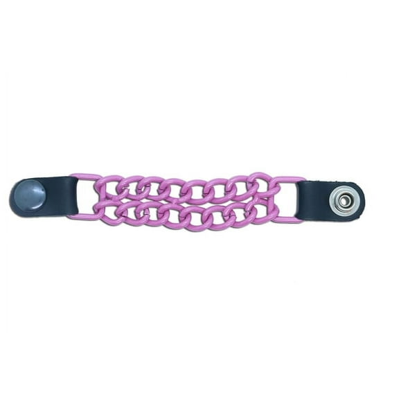 Daniel Smart Motorcycle Vest Extender - Plain Silver Double Chain with Powder Coated Pink Design with Snap Buttons