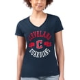 thumbnail image 4 of Women's G-III 4Her by Carl Banks Navy Cleveland Guardians Super-Slim Fit Lightweight City Graphic V-Neck T-Shirt, 4 of 5