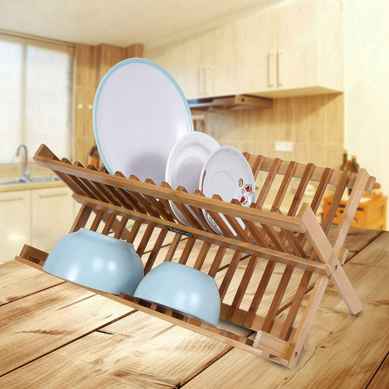 Double Tier Plate Cutlery Dryer Wooden Plate Holder, Dish Drying Rack, For  Kitchen Household Flatware Utensils 