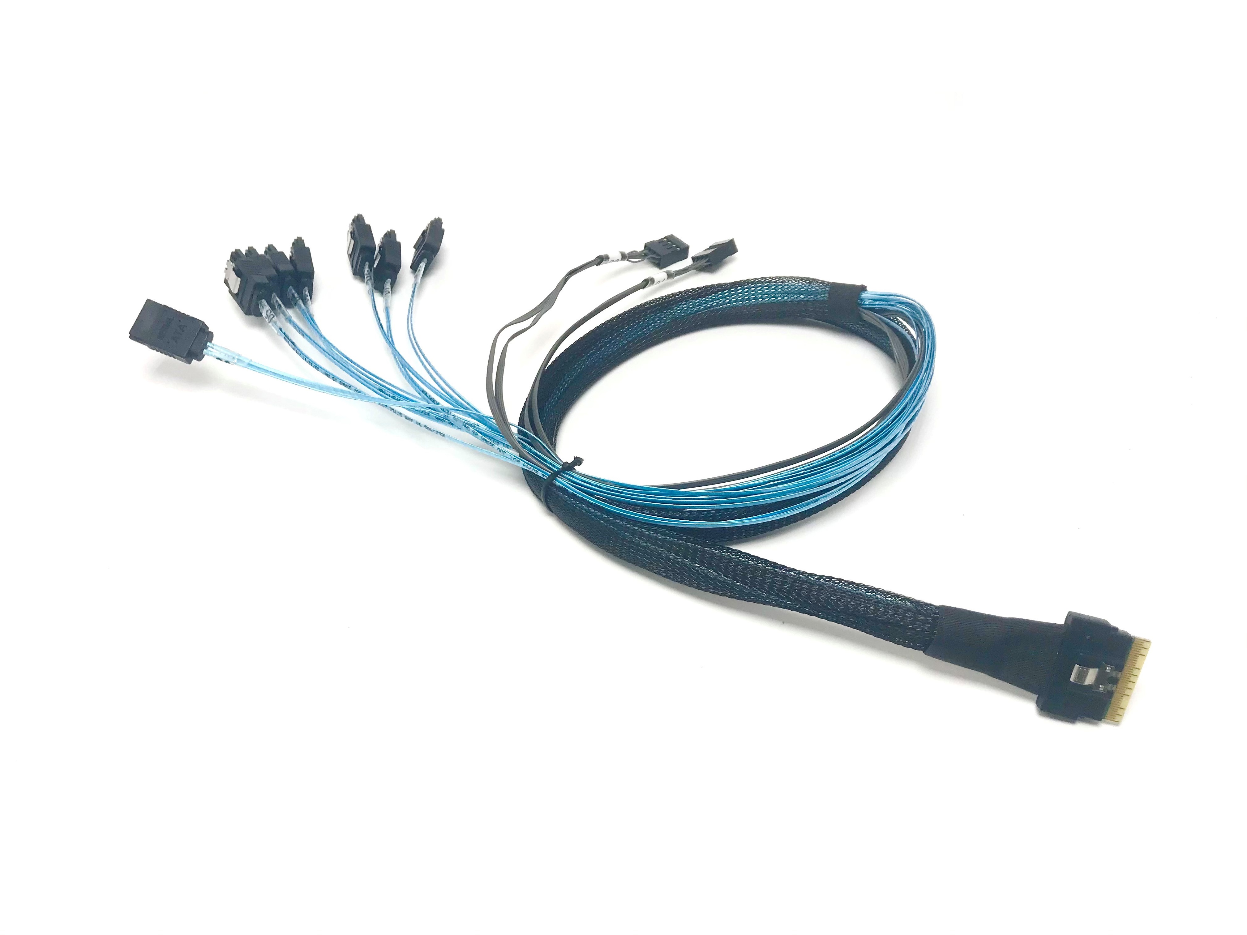 SlimSAS 8i (SFF8654) Straight to 8X SATA Cable with Sideband