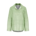 thumbnail image 4 of cfhntfmh Womens Buttons down Blouses Trendy Collared Long Sleeve Loose Shirts Casual Oversized Fall Going out Tees, 4 of 6